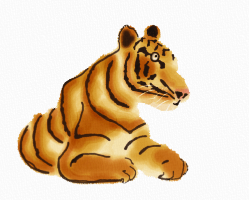 Tiger in a lazy afternoon in Auryn Ink