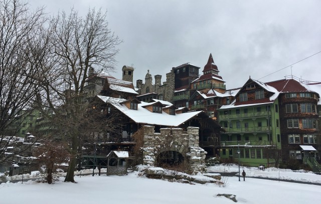 Main buildings in winter at Mohonk