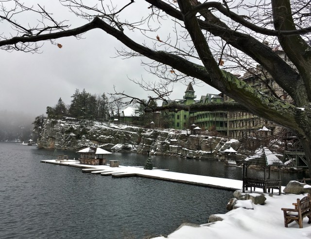 Main buildings in winter at Mohonk