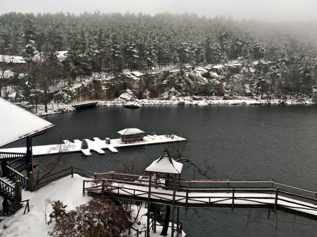 View of the Mohonk lake from guest room, in winter 2016