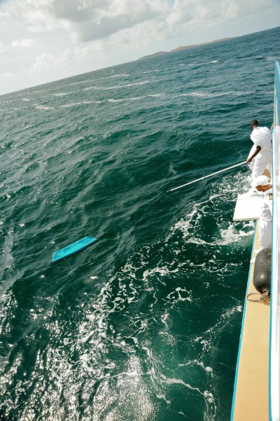 The cushion got blown off boat