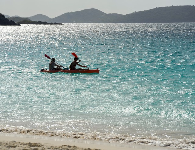 Sea kayaking at Trunk Bay