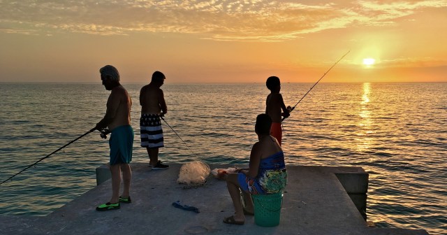 Cortez Beach Angling at Sunset at the Sea Wall