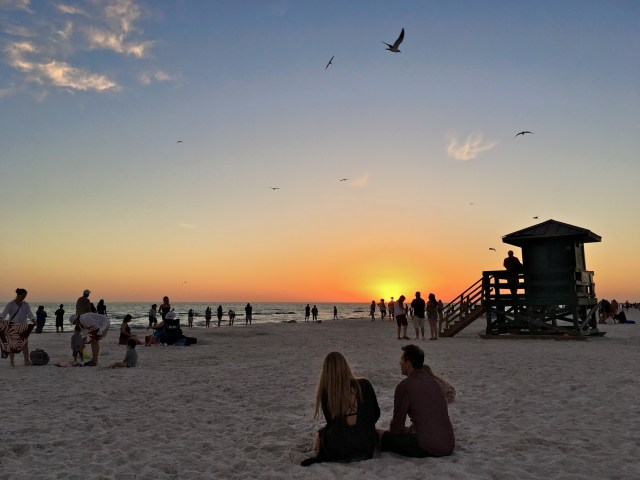 Folks Enjoying Sunset at Siesta Beach