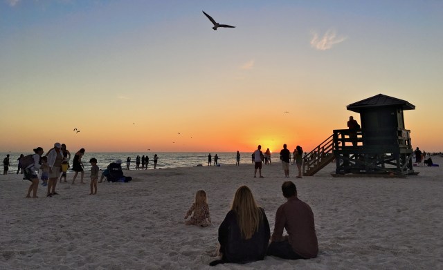 Folks Enjoying Sunset at Siesta Beach
