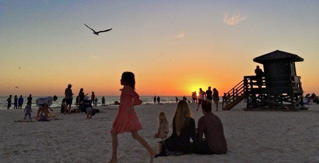 Folks Enjoying Sunset at Siesta Beach
