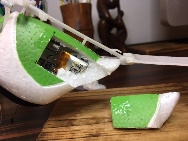 Foam cover cut out on the green one