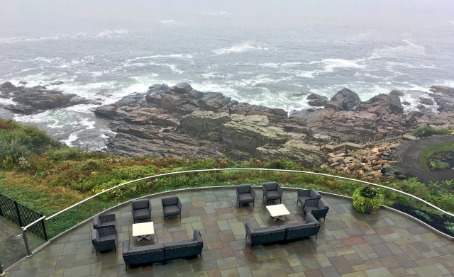 Flying a sailplane standing on the rock, seen from the room