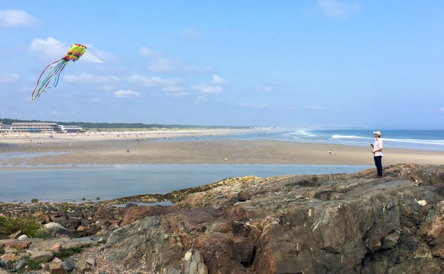 Flying an octopus kite at Marginal Way