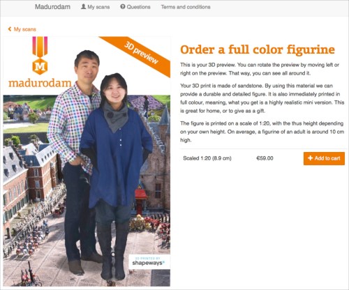 Madurodam 3D selfie interactive 3D preview page 1 - 3D model for the hair looks wrong in the preview, but printed out just fine