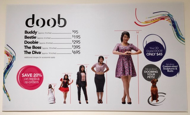 Doob NY SOHO 3D selfie - sizes and prices