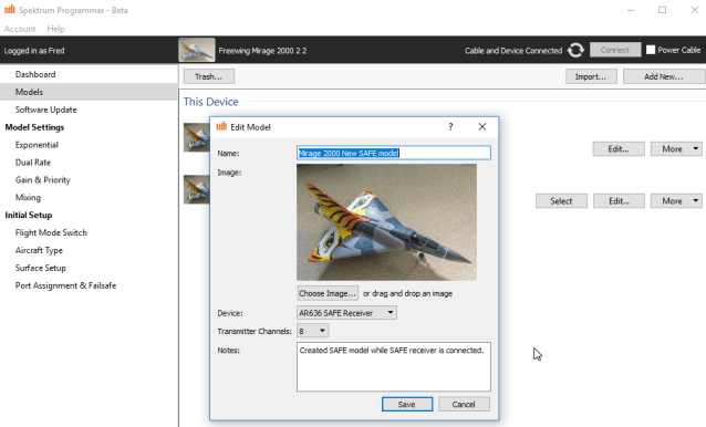Create a default SAFE model in SPS while connected to a SAFE receiver