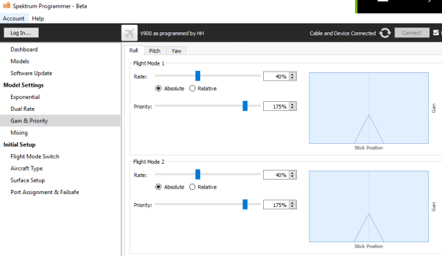 Rate gain and stick priority