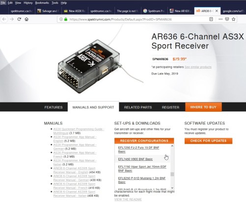 Screenshot of AR636 SRM download page