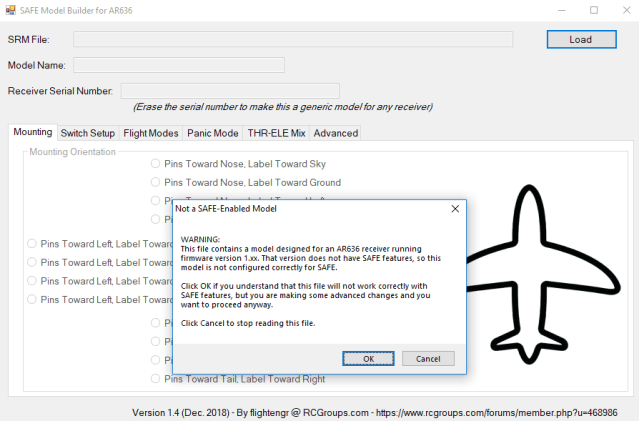 SMB warns you when you load an AS3X model into it