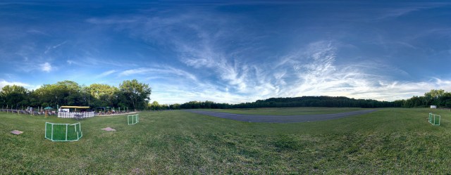 Equirectangular panoramic view of the aerodrome on the morning of the paintball event