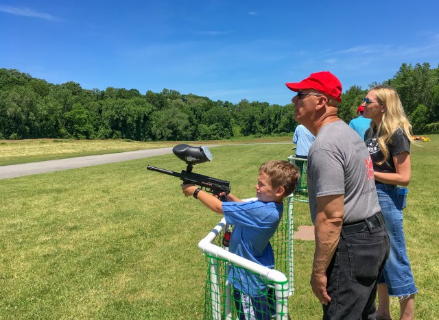 Paintball station manned by Ray