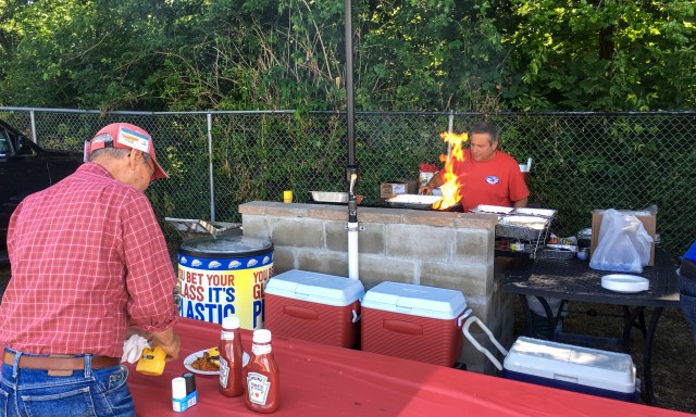 Danny summons fire at the BBQ pit