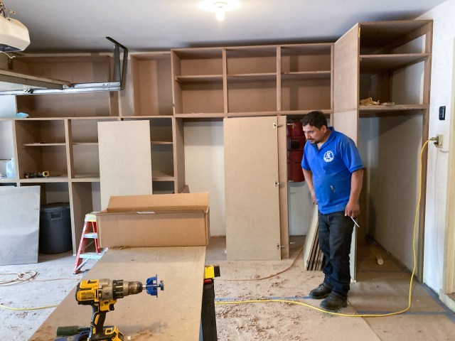 Cabinet doors being made