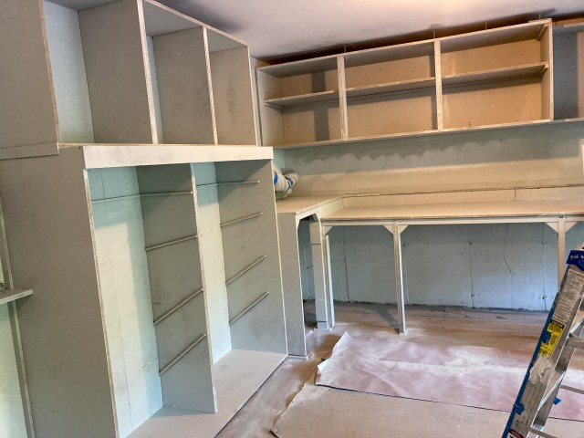 Cabinet frames are primed