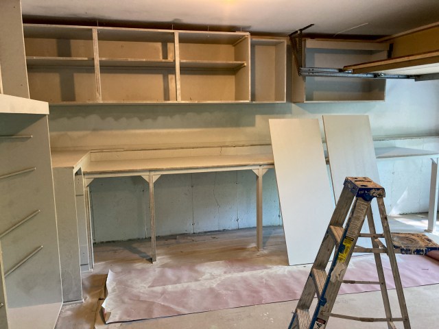 Cabinet frames are primed