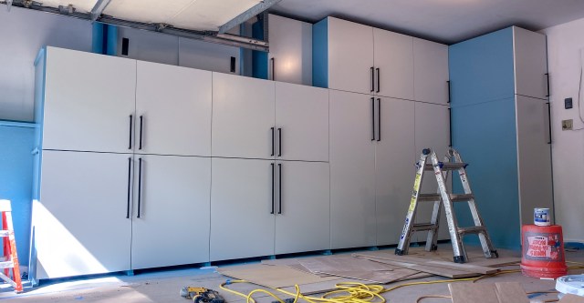 Exposed walls are painted white