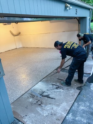 Peeling off edge tape after the floor is done