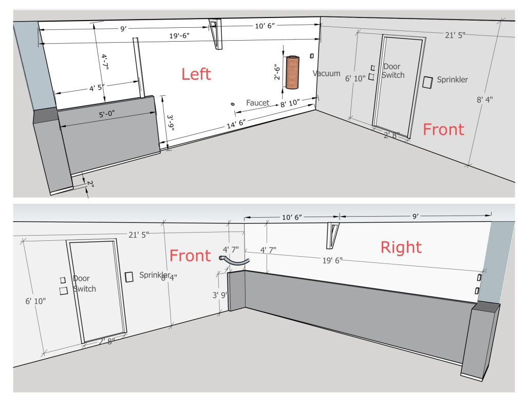 Mapping out room dimensions, and various constraints