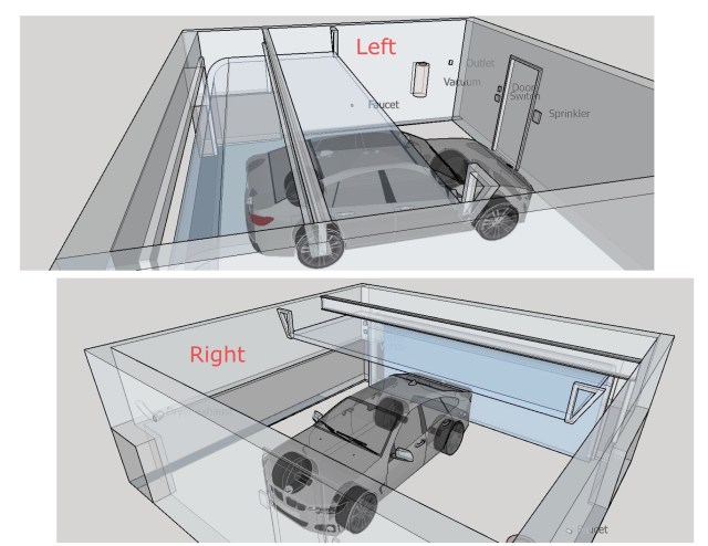Overall dimension of the garage, with the car in the picture for comparison