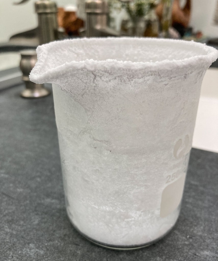 salt creep: A glass encased in 36 g of salt