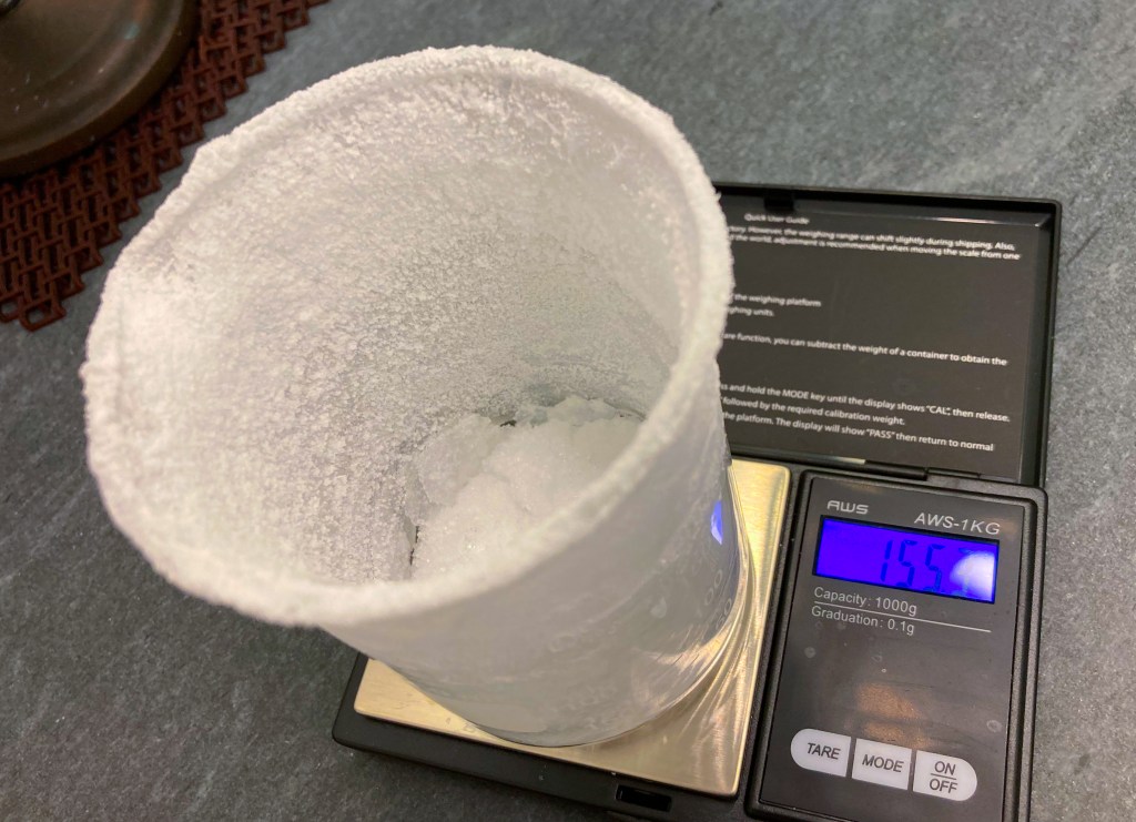 salt creep: A glass encased in 36 g of salt