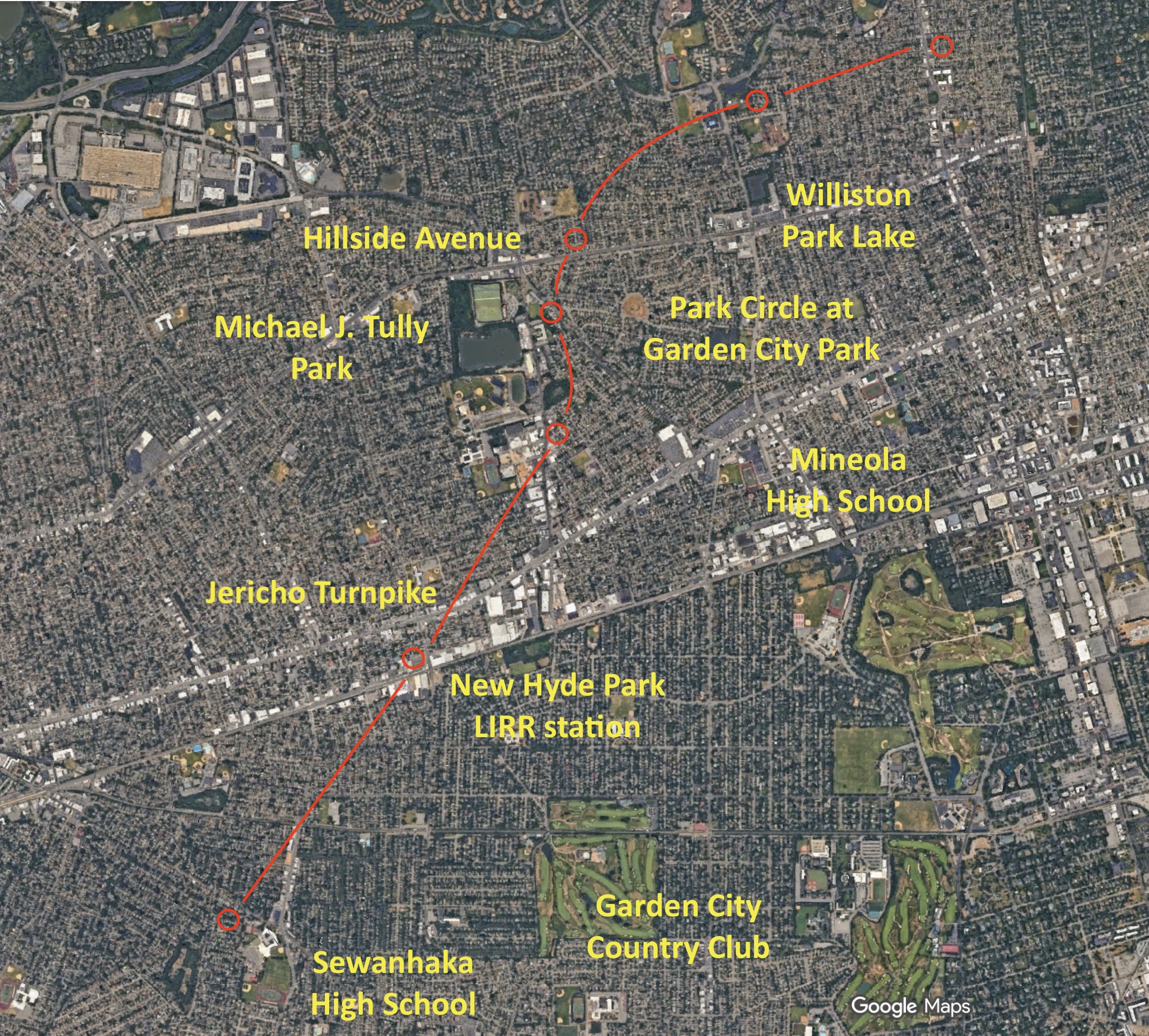 Map 2 of 4 showing arrival flight path of Delta 650 in late November 2025 over Nassau County, Long Island, landing at JFK