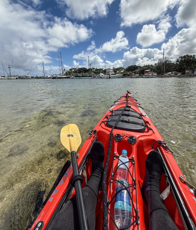 Looking back at the boat harbor - remember landmarks for coming back