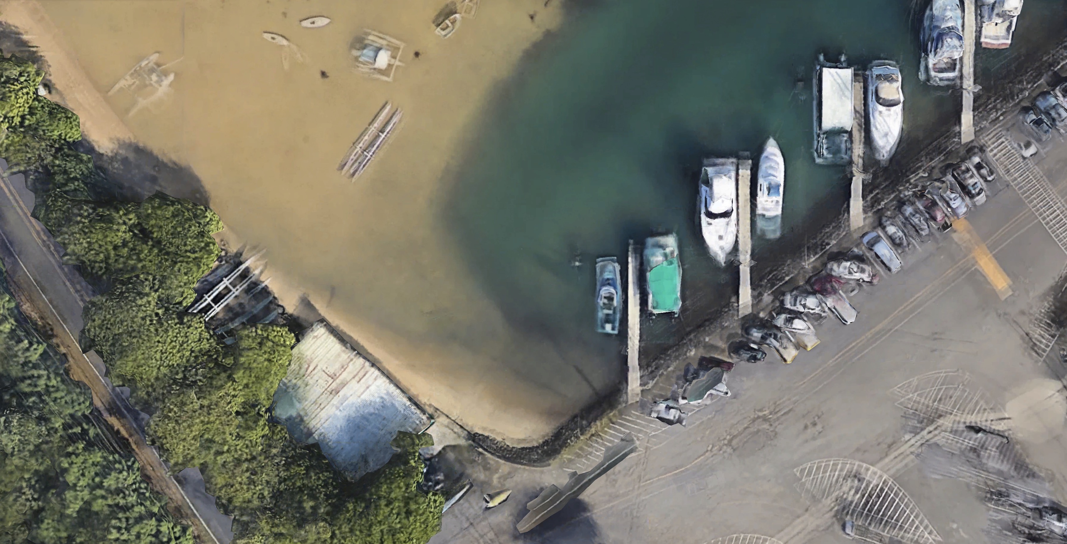 Aerial view of Kaneohe Outrigger Canoe Club and Boat Ramp at He’eia Kea Boat Harbor