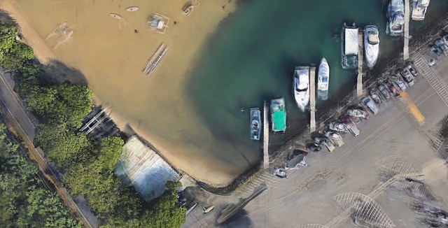 Aerial view of Kaneohe Outrigger Canoe Club and Boat Ramp at He’eia Kea Boat Harbor